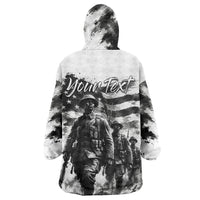 Personalized Harlem Hellfighters Wearable Blanket Hoodie WWI African American Soldiers Monochrome Grunge Sketch Art