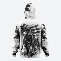 Personalized Harlem Hellfighters Zip Hoodie WWI African American Soldiers Monochrome Grunge Sketch Art