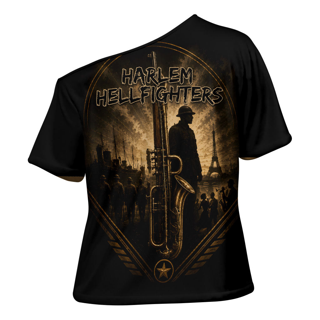 Harlem Hellfighters WWI Soldier Cross Shoulder Shirt Vintage Military Jazz Band Artwork