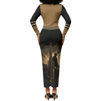 Harlem Hellfighters WWI Soldier Long Sleeve Bodycon Dress Vintage Military Jazz Band Artwork