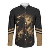 Harlem Hellfighters WWI Soldier Long Sleeve Button Shirt Vintage Military Jazz Band Artwork