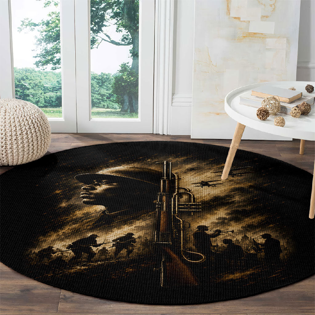 Harlem Hellfighters WWI Soldier Round Carpet Vintage Military Jazz Band Artwork