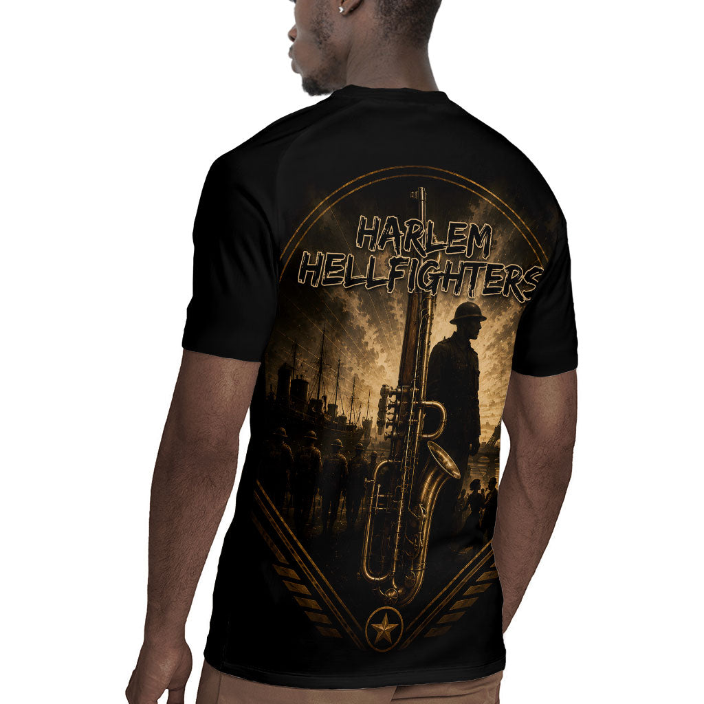 Harlem Hellfighters WWI Soldier Rugby Jersey Vintage Military Jazz Band Artwork