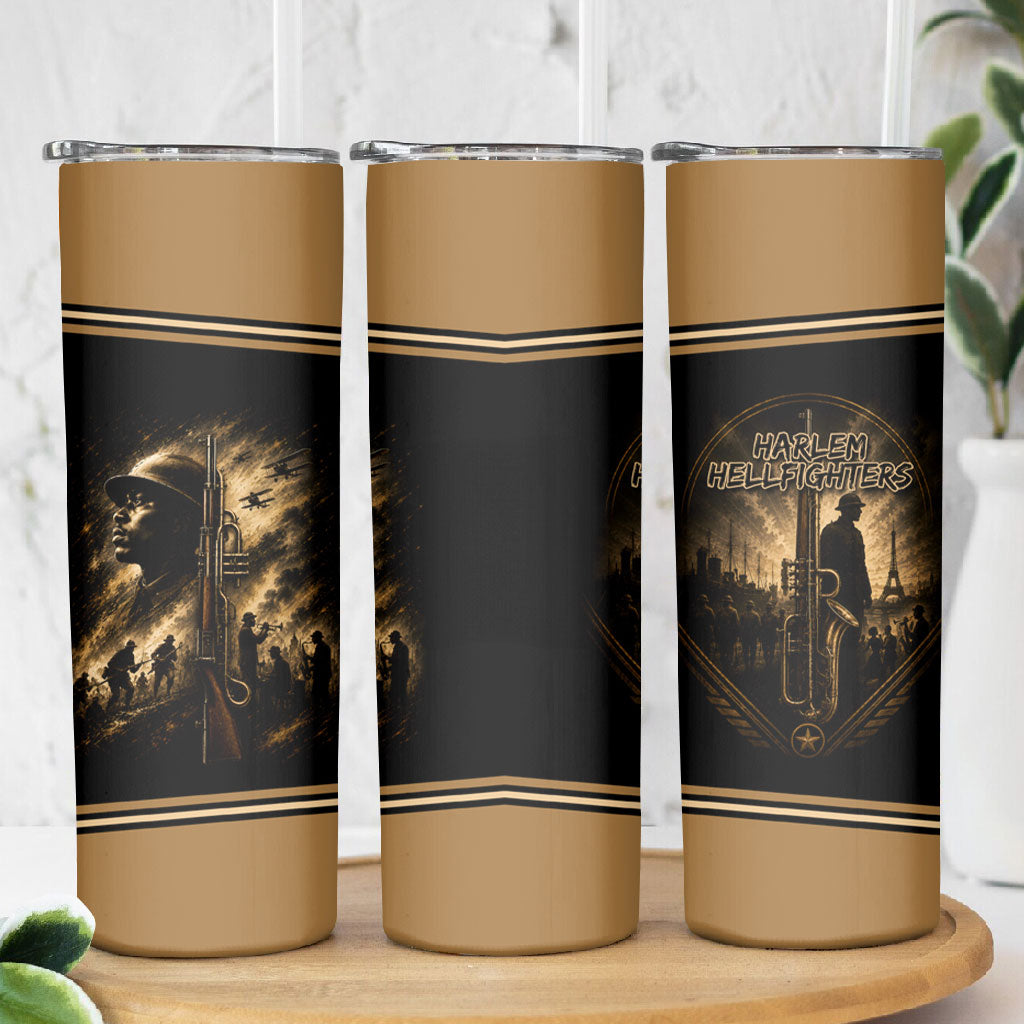Harlem Hellfighters WWI Soldier Skinny Tumbler Vintage Military Jazz Band Artwork