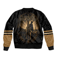 Harlem Hellfighters WWI Soldier Sleeve Zip Bomber Jacket Vintage Military Jazz Band Artwork