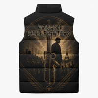 Harlem Hellfighters WWI Soldier Sleeveless Puffer Jacket Vintage Military Jazz Band Artwork