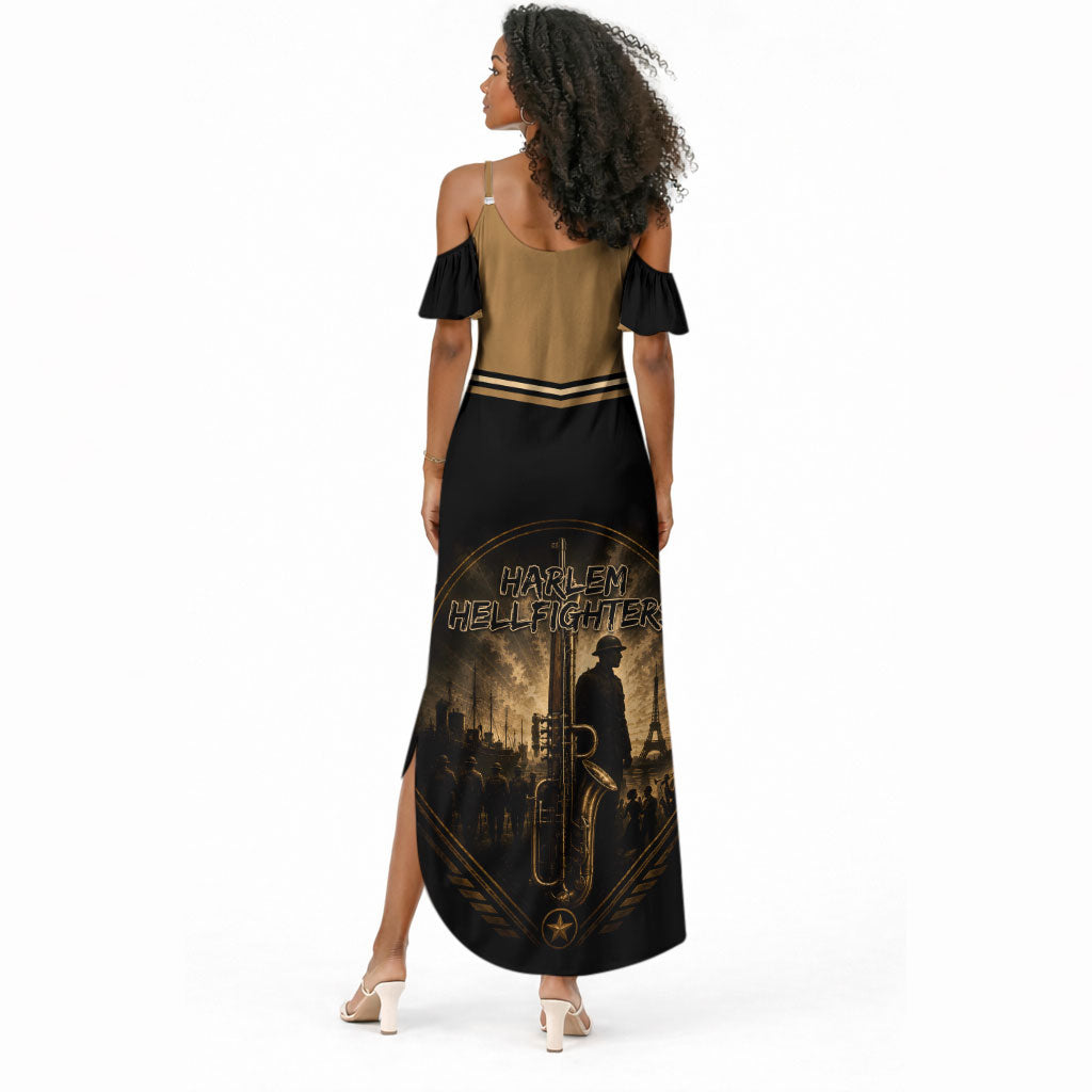 Harlem Hellfighters WWI Soldier Summer Maxi Dress Vintage Military Jazz Band Artwork