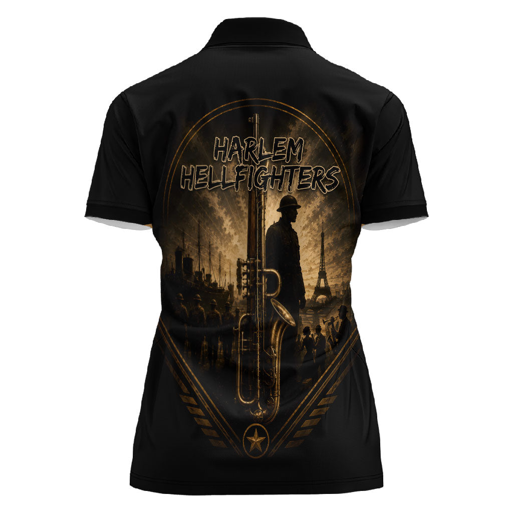 Harlem Hellfighters WWI Soldier Women Polo Shirt Vintage Military Jazz Band Artwork