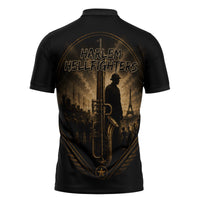 Harlem Hellfighters WWI Soldier Zipper Polo Shirt Vintage Military Jazz Band Artwork