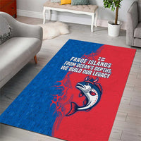 Faroe Islands Area Rug with Viking Fish Illustration Red Blue Runic Design - Wonder Print Shop