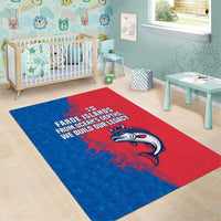 Faroe Islands Area Rug with Viking Fish Illustration Red Blue Runic Design - Wonder Print Shop