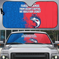 Faroe Islands Auto Sun Shade with Viking Fish Illustration Red Blue Runic Design - Wonder Print Shop