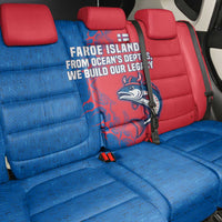 Faroe Islands Back Car Seat Cover with Viking Fish Illustration Red Blue Runic Design - Wonder Print Shop