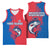 Faroe Islands Basketball Jersey with Viking Fish Illustration Red Blue Runic Design - Wonder Print Shop