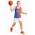 Faroe Islands Basketball Jersey with Viking Fish Illustration Red Blue Runic Design - Wonder Print Shop