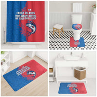 Faroe Islands Bathroom Set with Viking Fish Illustration Red Blue Runic Design - Wonder Print Shop