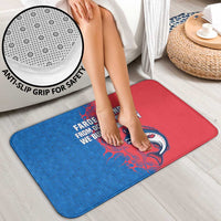 Faroe Islands Bathroom Set with Viking Fish Illustration Red Blue Runic Design - Wonder Print Shop