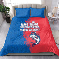 Faroe Islands Bedding Set with Viking Fish Illustration Red Blue Runic Design - Wonder Print Shop