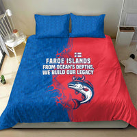 Faroe Islands Bedding Set with Viking Fish Illustration Red Blue Runic Design - Wonder Print Shop