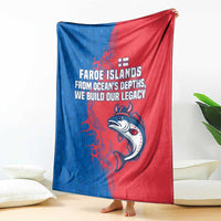 Faroe Islands Blanket with Viking Fish Illustration Red Blue Runic Design - Wonder Print Shop
