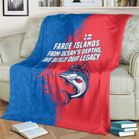 Faroe Islands Blanket with Viking Fish Illustration Red Blue Runic Design - Wonder Print Shop