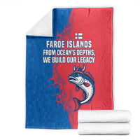 Faroe Islands Blanket with Viking Fish Illustration Red Blue Runic Design - Wonder Print Shop
