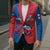 Faroe Islands Blazer with Viking Fish Illustration Red Blue Runic Design - Wonder Print Shop