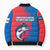 Faroe Islands Bomber Puffer Jacket with Viking Fish Illustration Red Blue Runic Design - Wonder Print Shop