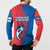 Faroe Islands Button Sweatshirt with Viking Fish Illustration Red Blue Runic Design - Wonder Print Shop