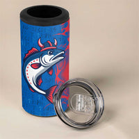 Faroe Islands 4 in 1 Can Cooler Tumbler with Viking Fish Illustration Red Blue Runic Design - Wonder Print Shop
