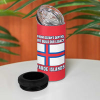 Faroe Islands 4 in 1 Can Cooler Tumbler with Viking Fish Illustration Red Blue Runic Design - Wonder Print Shop