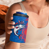 Faroe Islands 4 in 1 Can Cooler Tumbler with Viking Fish Illustration Red Blue Runic Design - Wonder Print Shop