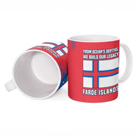 Faroe Islands Ceramic Mug with Viking Fish Illustration Red Blue Runic Design - Wonder Print Shop