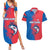 Faroe Islands Couples Matching Summer Maxi Dress and Hawaiian Shirt with Viking Fish Illustration Red Blue Runic Design - Wonder Print Shop
