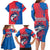 Faroe Islands Family Matching Long Sleeve Bodycon Dress and Hawaiian Shirt with Viking Fish Illustration Red Blue Runic Design - Wonder Print Shop