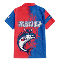 Faroe Islands Family Matching Mermaid Dress and Hawaiian Shirt with Viking Fish Illustration Red Blue Runic Design - Wonder Print Shop
