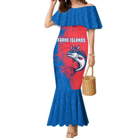 Faroe Islands Family Matching Mermaid Dress and Hawaiian Shirt with Viking Fish Illustration Red Blue Runic Design - Wonder Print Shop