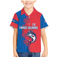 Faroe Islands Family Matching Mermaid Dress and Hawaiian Shirt with Viking Fish Illustration Red Blue Runic Design - Wonder Print Shop