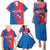 Faroe Islands Family Matching Puletasi and Hawaiian Shirt with Viking Fish Illustration Red Blue Runic Design - Wonder Print Shop