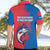 Faroe Islands Hawaiian Shirt with Viking Fish Illustration Red Blue Runic Design - Wonder Print Shop