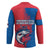 Faroe Islands Hockey Jersey with Viking Fish Illustration Red Blue Runic Design - Wonder Print Shop