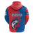Faroe Islands Hoodie with Viking Fish Illustration Red Blue Runic Design - Wonder Print Shop
