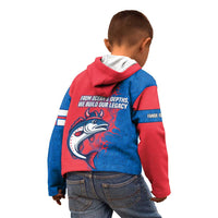 Faroe Islands Kid Hoodie with Viking Fish Illustration Red Blue Runic Design - Wonder Print Shop