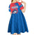 Faroe Islands Kid Short Sleeve Dress with Viking Fish Illustration Red Blue Runic Design - Wonder Print Shop