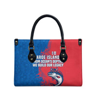 Faroe Islands Leather Bag with Viking Fish Illustration Red Blue Runic Design - Wonder Print Shop