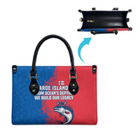 Faroe Islands Leather Bag with Viking Fish Illustration Red Blue Runic Design - Wonder Print Shop
