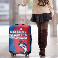 Faroe Islands Luggage Cover with Viking Fish Illustration Red Blue Runic Design - Wonder Print Shop