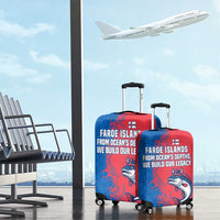 Faroe Islands Luggage Cover with Viking Fish Illustration Red Blue Runic Design - Wonder Print Shop