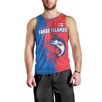 Faroe Islands Men Tank Top with Viking Fish Illustration Red Blue Runic Design - Wonder Print Shop