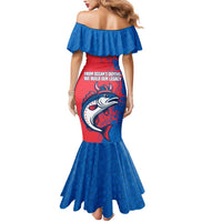 Faroe Islands Mermaid Dress with Viking Fish Illustration Red Blue Runic Design - Wonder Print Shop